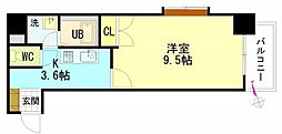 フォルム幟町 1Kの間取図画像