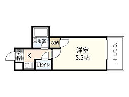 スタープラザ三篠 1Kの間取図画像