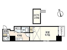 グラビスコート紙屋町 1Kの間取図画像