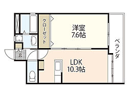 ガーデンヒルズ 1LDKの間取図画像