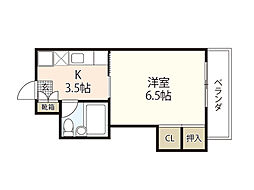 プレアール己斐 1Kの間取図画像