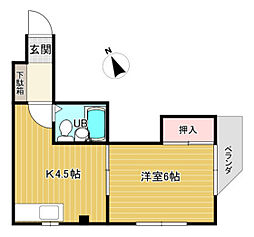 井口ビル 1Kの間取図画像