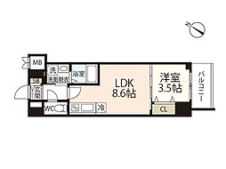 S-RESIDENCE広島駅enable 1LDKの間取図画像