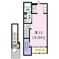 ヒルサイドK ワンルームの間取図画像