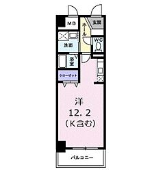 グランジュネッス ワンルームの間取図画像