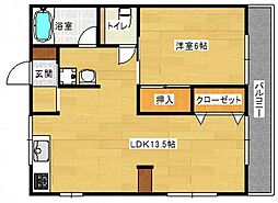 尾尻アパート 1LDKの間取図画像