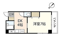 第2石井ビル 1Kの間取図画像