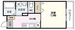 プランソレイユ桜尾 1Kの間取図画像