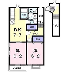 カサフェリスA 2DKの間取図画像