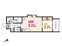 YELLSTAGE長束WEST 1LDKの間取図画像