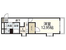 ロアール松川町 1Kの間取図画像