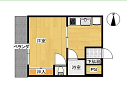 松尾ビル 1Kの間取図画像