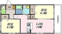 ヒューゲルハイム2 2LDKの間取図画像