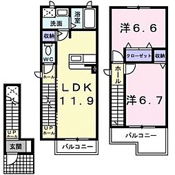 アーバイン,フォリー 2LDKの間取図画像