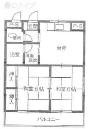 渡辺ビル 2DKの間取図画像