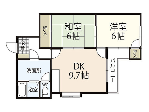 メゾン江波東 ｜広島県広島市中区江波東1丁目(賃貸マンション2DK・2階・52.00㎡)の写真 その2