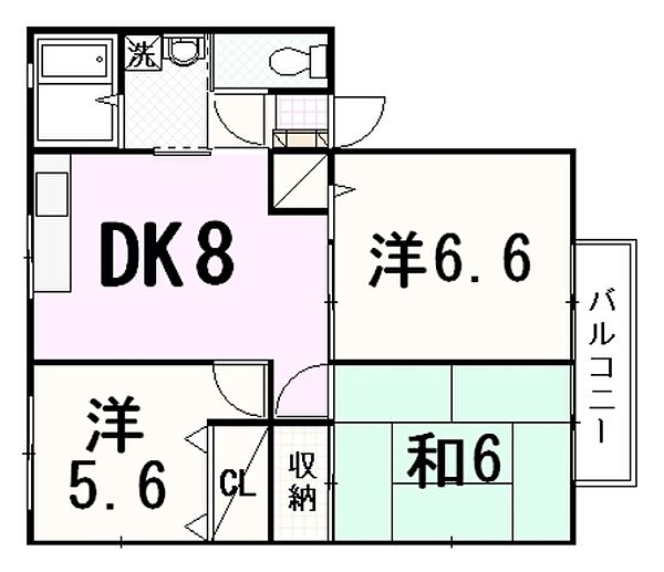 広島県広島市東区矢賀1丁目(賃貸アパート3DK・2階・56.90㎡)の写真 その2
