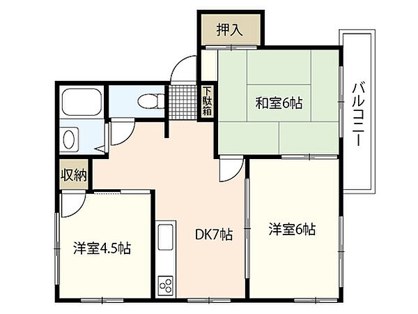 広島県広島市西区己斐本町3丁目(賃貸アパート3DK・2階・52.60㎡)の写真 その2