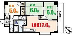 ビラバロン2 3LDKの間取図画像