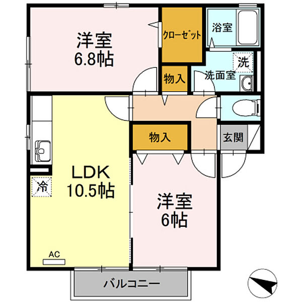 プリマベーラ沖村 ｜広島県広島市安佐南区川内6丁目(賃貸アパート2LDK・2階・55.40㎡)の写真 その2