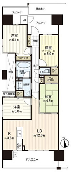広島県廿日市市須賀(賃貸マンション4LDK・4階・74.77㎡)の写真 その2