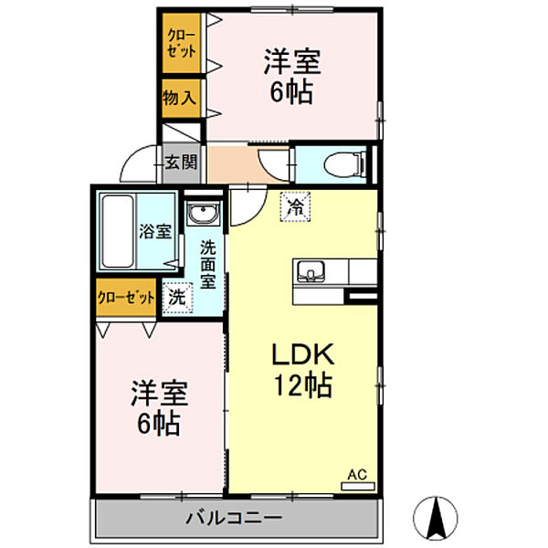 グリーンヒルズ　ウエスト　A棟 ｜広島県広島市安佐南区東野2丁目(賃貸アパート2LDK・2階・55.00㎡)の写真 その2