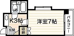 山本ビル（小河内町） 3階1Kの間取り