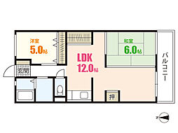メゾン荒木ビル 4階2LDKの間取り