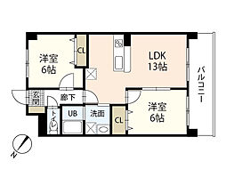 JRBハイツ高陽 2LDKの間取図画像
