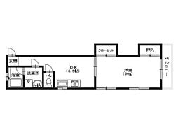 八木興産ビル 2階1DKの間取り