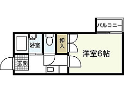 パディフィールド 1Kの間取図画像