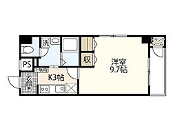 パラソーレ大手町 3階1Kの間取り