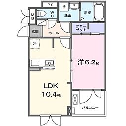 ヴィラ・セレナ 3階1LDKの間取り