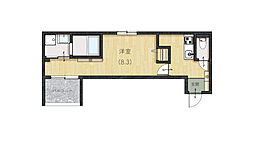 reve宇品西 2階1Kの間取り