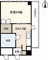 カルチェ大手町 1DKの間取図画像