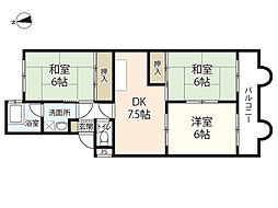第2キクスイビル 3DKの間取図画像