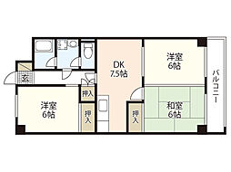 コーポ井口台 3DKの間取図画像