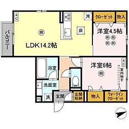 ヴィラルーチェ祇園 2LDKの間取図画像