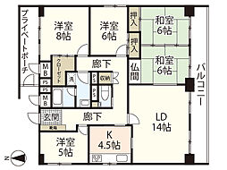 コンフォート宝町 5LDKの間取図画像