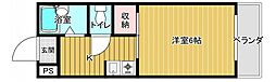 コーポサンライズ 2階1Kの間取り