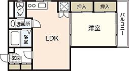 パームコーブ舟入 1LDKの間取図画像