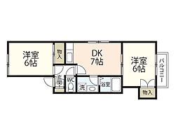 リベルテ中野 2DKの間取図画像