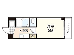 アヴ・ニール古市橋 1Kの間取図画像