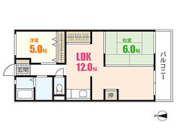 メゾン荒木 2LDKの間取図画像