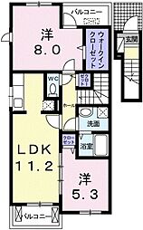 ヴィラクレール 2LDKの間取図画像