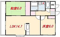 J・Hマンション 2LDKの間取図画像