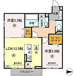 サンドルフ高須 2LDKの間取図画像