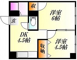 幟パークハイツ 2DKの間取図画像