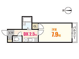 ハイツタカ 1Kの間取図画像