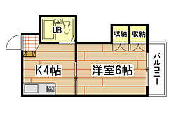 中央ビル 1Kの間取図画像